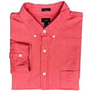 EUC Men's J. CREW Slim‎ Oxford Button Down Red Chambray Shirt | Size XL